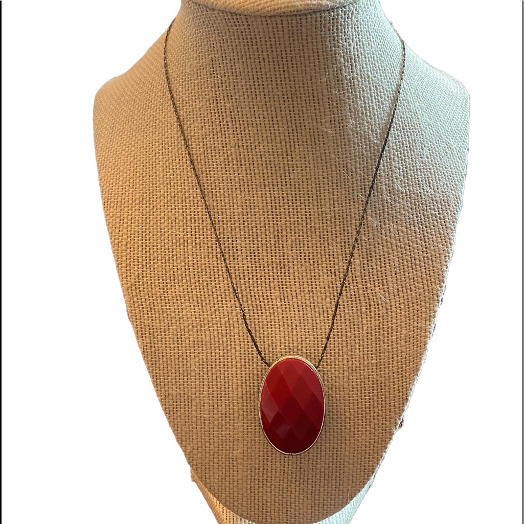 Trifari Silver Tone Black And Burnt Red Reversible Necklace